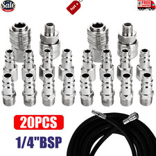 20PCS 1/4"BSP Air Line Hose Compressor Fitting Coupling Connector Quick Release