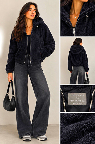 Primark black hooded full zip - primark,