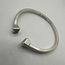 Ylang-Ylang Solid Silver Bangle - Square Terminals with Pale Blue Topaz - 24.2g