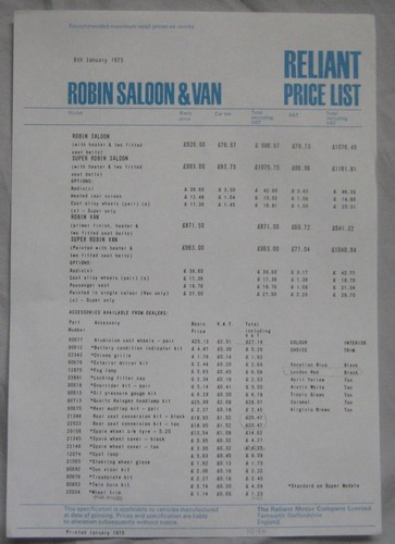 January 1975 reliant robin - january,