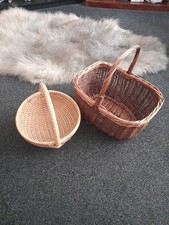 Vintage Wicker Basket and Smaller Woven Basket