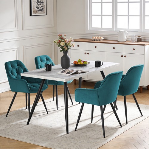 Dining table set marble effect - set,marble,