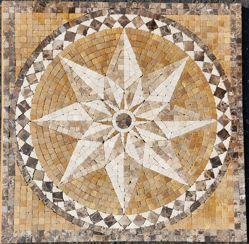Travertine mosaic medallion - mosaic,