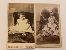 2 Victorian CDVs - Babies - Toy Horse - Davies Ripley + JB Smith of Nottingham 