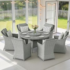 Garden Dining Set Large Wicker