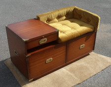 Mahogany Chippy Telephone Table, With Mustard Cushions, Wooden, Brass Handles
