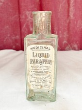 VINTAGE LIQUID PARAFFIN WILLIS AND BLAKES CHEMISTS BOTTLE CLEAR