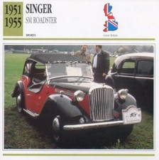 1951-1955 SINGER SM ROADSTER Sports Classic Car Photo/Info Maxi Card