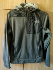 The North Face Mens Size S Charcoal Grey Mittelegi 1/4 Zip Hoodie Contrast Hood*