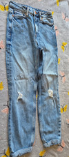 New Look 915 Mom Jeans Boyfriend Mom Distressed Ripped Denim Blue Girls 10 9-10