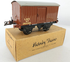 O Gauge HORNBY TRAINS No. 1  L.M.S.  Goods Van in Original Brown Buff Box  c1948