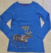 MINI BODEN Superstitch APPLIQUE Front &Back DRESS Elizabethan Blue Sleigh NEW