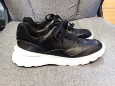 Clarks black leather casual shoes/trainers size 7/41