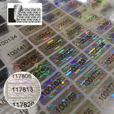 Tamper Proof Stickers 10mm x 20mm Warranty Void Hologram Serial Numbered Labels
