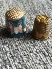 Vintage Thimble No. 3 Brass and Butterfly Enamelled