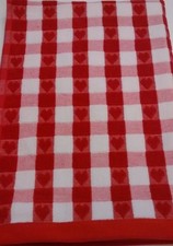 100% Cotton Love Heart Design Luxury Terry Hand / Tea Towels Xmas RED Pack of 3