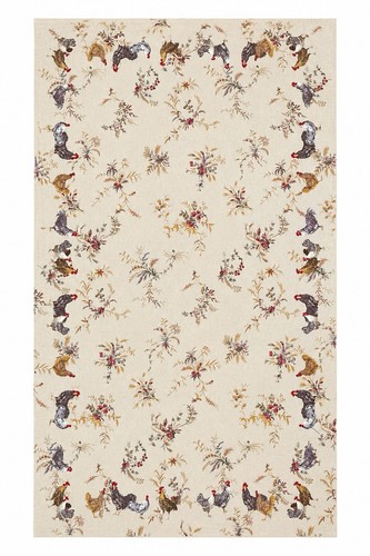 Rooster script linen - rooster,