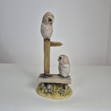 Teviotdale Barn Owls On Chuch Sign Made In Scotland Vintage Figurine Ornament 