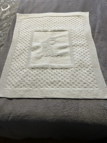 Handknitted pram blanket with - pram,