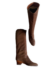 Guido Pasquali Vint Boots Pull On Knee High Brown Soft Leather Size 4.5-5 38 VGC