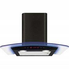 CDA EKP60BL 60cm Curved Glass Chimney Hood with LED Edge Lighting - Black 