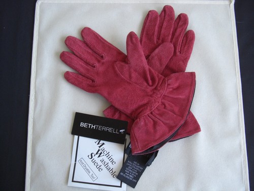 Beth terrell suede gloves - suede, red