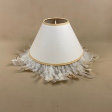 Feather Fringe Edge Lamp Shade Lampshade Lightshade Cream Cone Light Yellow