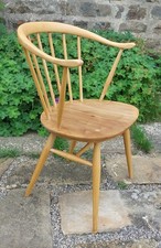 Ercol blond cowhorn fireside chair model 451, sanded and lightly  oiled