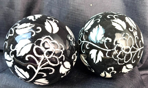 Two glass orbs - two, ceramic