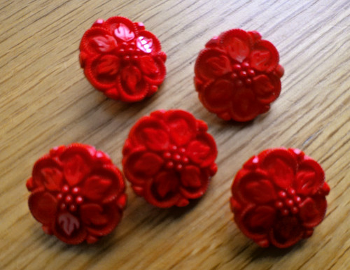 Fancy red embossed flower - fancy,