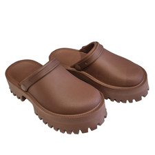 Brown Chunky Clogs Mules