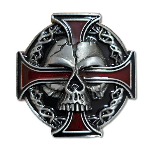 Belt buckle skull cross red - skull,