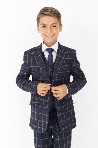 Boys navy blue retro check - boys,