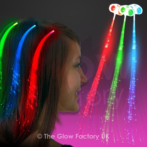 Fibre optic hair clip with - clip, led
