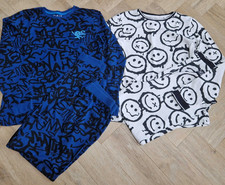 x2 Boys Long Sleeve & Legs Pyjamas Bundle Blue / White NEXT 13 Years