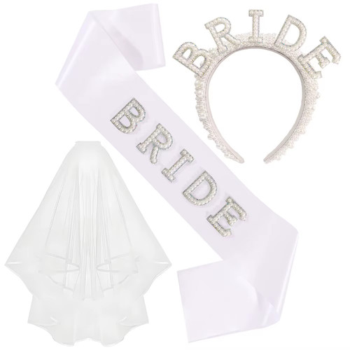 3pcs set pearl crystal bride - crystal,