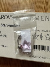 Belly Navel Bar Handmade With A 20mm Baby Pink Swarovski Crystal Star Charm