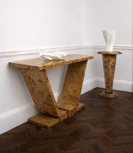 Burl veneer vintage console - veneer,