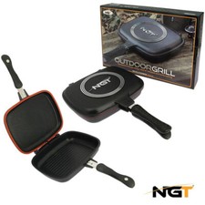 NGT Large Carp Fishing Double Grill Pan Outdoor Grill Pan Cooking Camping