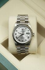 Gents 18ct White Gold Rolex Day-Date 36 18239 Factory Silver Numeral Dial