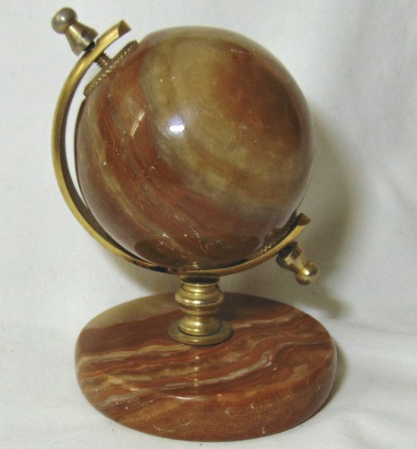 Brown onyx and brass - brass, globe