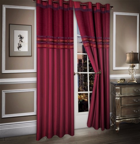 Faux silk stripe curtains - silk,