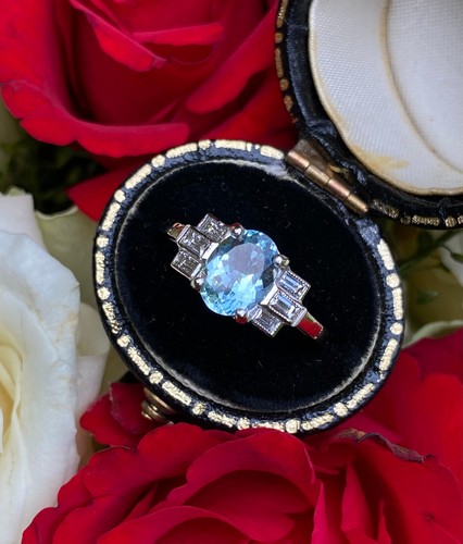 Art deco aquamarine diamond - aquamarine,