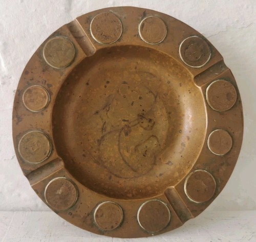 Antique copper coin dish - antique,