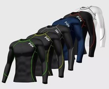 Mens Compression Base layer Shirt long Sleeve Top Long tight thermal sports wear