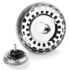 Kitchen Sink Strainer Replacement Waste Plug Basin Drain Filter Premium Steel UK