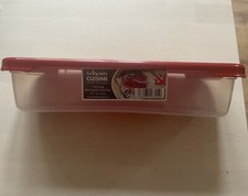 Red Rectangular Food Storage Container 1.2L Fridge Freezer Fish Box 30x10x6.5cm