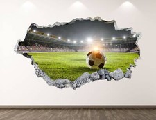 Soccer Wall Decal - Stadium 3D Smashed Wall Art Sticker Kids Decor Vinyl