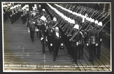 1913 PORTSMOUTH DOCKYARD MILITARY POINCARE PRINCE OF WALES REAL PHOTO POSTCARD