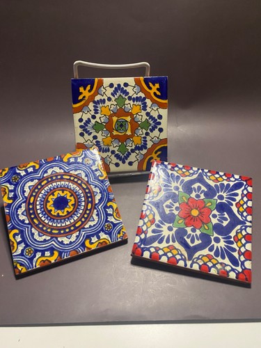 Mexican ceramic tile coasters - mexican,
